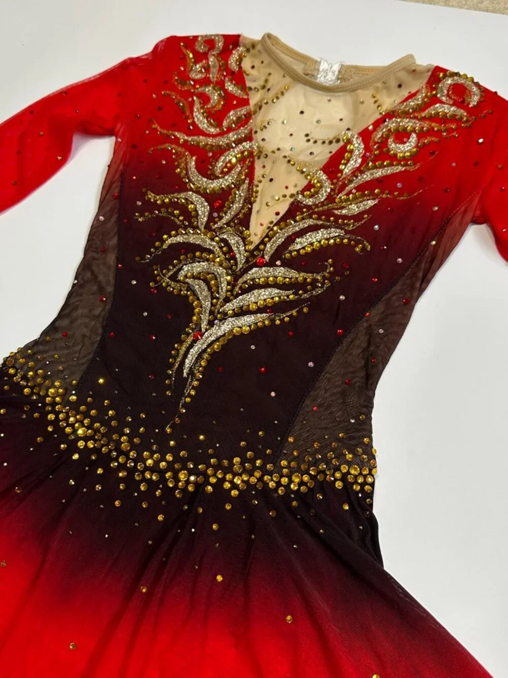 New Red / black / gold / pink Crystal Figure Skating Dress Girl 14 (11~13T)